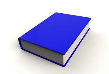 Blank blue book cover on white background, 3D rendering