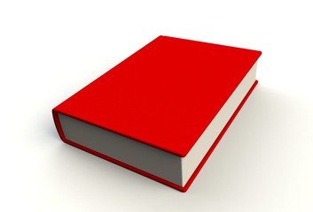 Blank red book cover on white background, 3D rendering