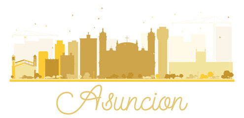 Asuncion City skyline golden silhouette.