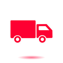 Delivery truck sign icon. Cargo van symbol. Shipments and free delivery. Flat style. Vector.
