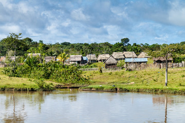 Fototapeta na wymiar Small village in a peruvian jungle