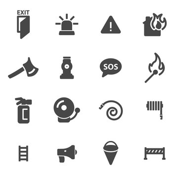 Vector black firefighter icons set