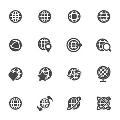 Vector black globe icons set