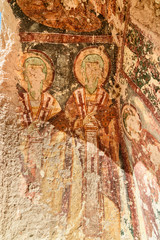 Fresco in Ayvali Church at Rose valley. Cappadocia. Turkey