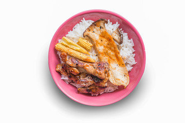 Rice pork mushroom