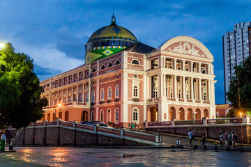 MANAUS, BRAZIL - JULY 26, 2015: Teatro Amazonas, famous theatre building in Manaus, Brazil