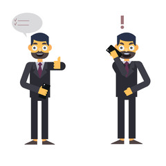 Buisnessman Isolated character on whte with phone