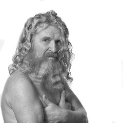 Portrait of man with long hair and beard