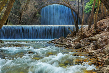 Fototapeta na wymiar Waterfall Of Paleokaria near Trikala, Greece 