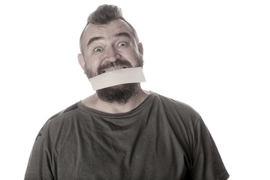 portrait of a man with a sign