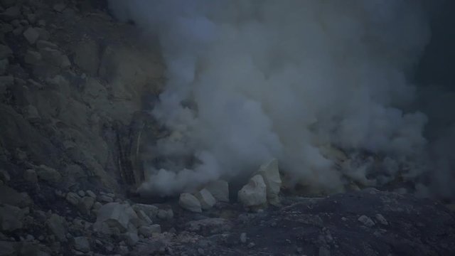 Sulphuric gases in Ijen Crater (Kawah Ijen) in Indonesia
