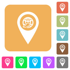 International route GPS map location rounded square flat icons