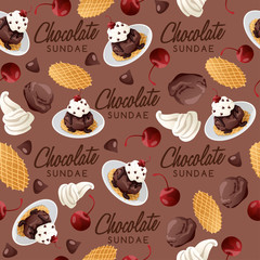 Ice Cream Sundae  : Vector Illustration