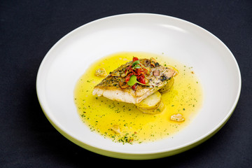 Fish fillet in butter lemon sauce