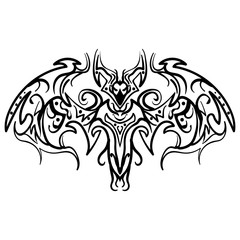 Hand drawn decorative ornate doodle bat