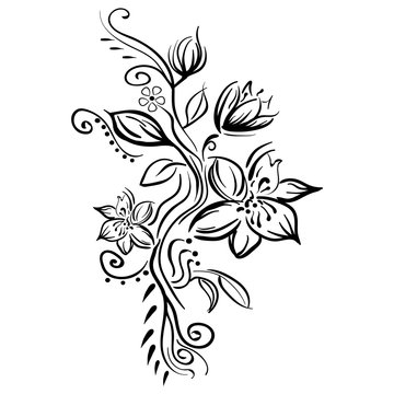 Vector stylized sketch flowers isolated
