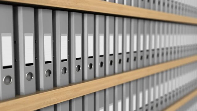 3d animated camera panning over binder folders, seamless loop