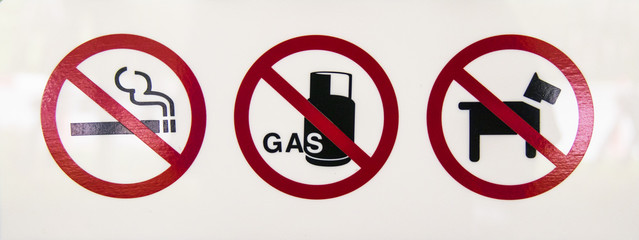 no smoking, no gas, no animal
