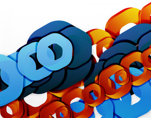 Geometric abstract background, cut chain shapes or hexagons on white