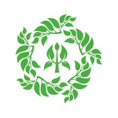 Eco lifestyle concepts illustration. Abstract deciduous frame. A frame from branches with leaves. Decorative deciduous element.