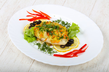 Baked tilapia with vegetables