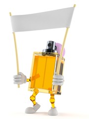 Perfume character holding blank banner