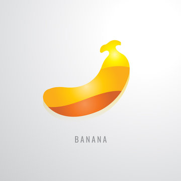 Banana Fruit colour gradation Yellow. orange. red. modern design vector illustration. on a White Background. Icon. logo. Symbol.