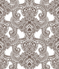Vector seamless pattern with henna mehndi floral elements.