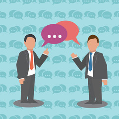 Communication Two businessmen with speech bubble