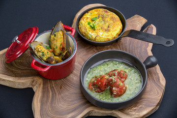 Display of Spanish traditional food