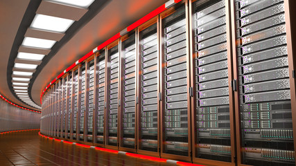 Modern datacenter. Cloud computing. 3d rendering