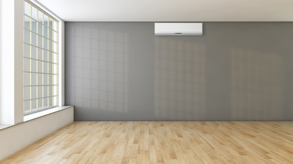 Living room with air conditioning. 3D rendering