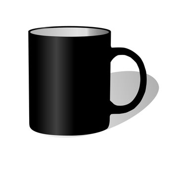 Black big ceramic cup with black handle
