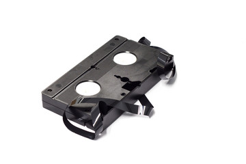 Old vhs video cassette isolated on white background