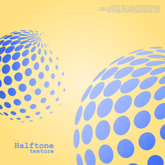Abstract background of the halftone spheres in blue color