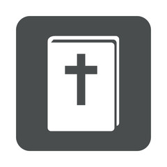 Icono plano biblia en cuadrado gris.