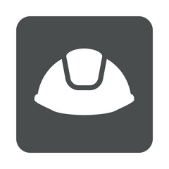 Icono plano casco de obrero en cuadrado gris