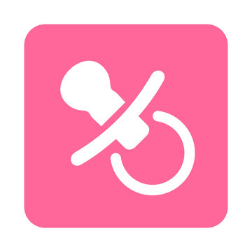 Icono plano chupete en cuadrado rosa