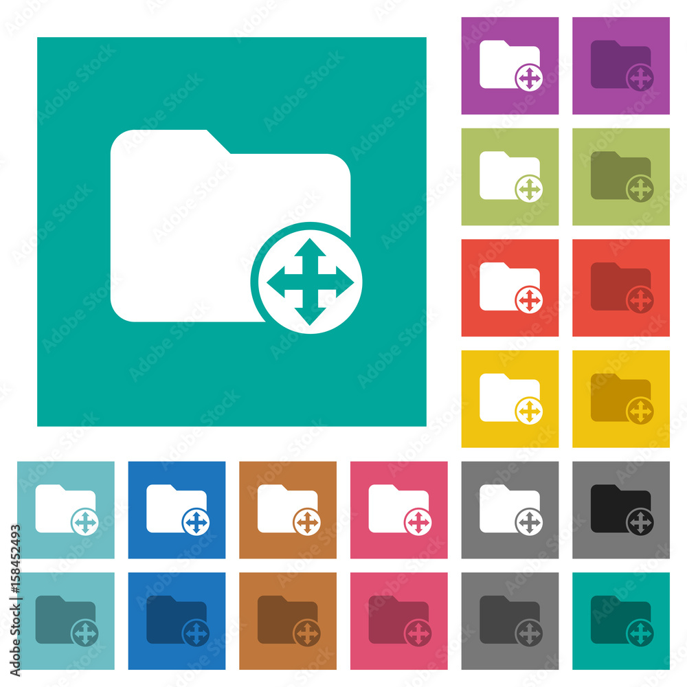 Poster move directory square flat multi colored icons
