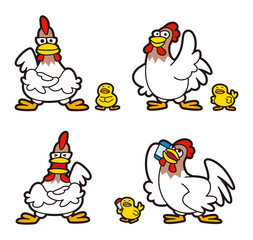 ニワトリのキャラクター、チキン、ヒヨコ
