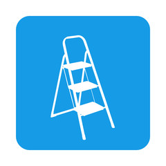 Icono plano escalera de mano en cuadrado azul