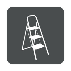 Icono plano escalera de mano en cuadrado gris