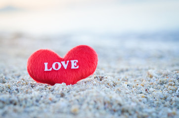 Fototapeta premium Close up of heart on the beach in beautiful