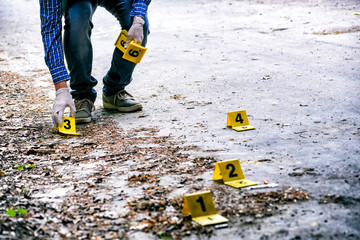 Putting the crime scene markers on the ground
