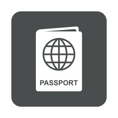 Icono plano pasaporte en cuadrado gris