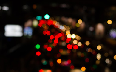 colorful bokeh light from night traffic. bokeh of car in city at night.