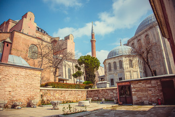 Architecture of Hagia Sophia mosque in Istanbul, Turkey