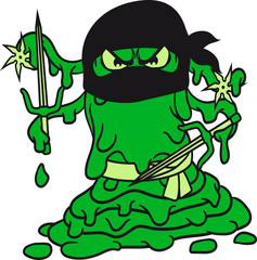 kämpfer ninja samurai japan schleichen schwerter stern schleim klebrig ekelig horror halloween schleimer matschig glibber komisch lustig monster klein frech böse comic cartoon