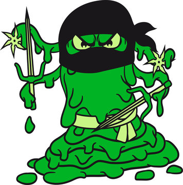 k&auml;mpfer ninja samurai japan schleichen schwerter stern schleim klebrig ekelig horror halloween schleimer matschig glibber komisch lustig monster klein frech b&ouml;se comic cartoon