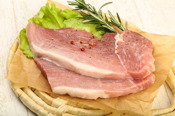Raw pork steak